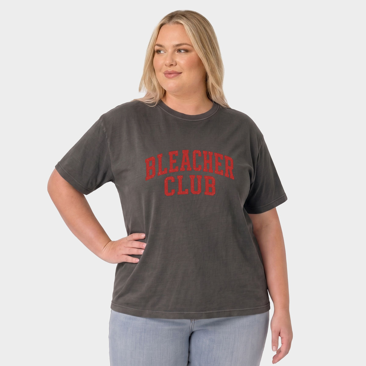 Bleacher Club - Women's Plus Sized Garment Dyed Graphic T-Shirt