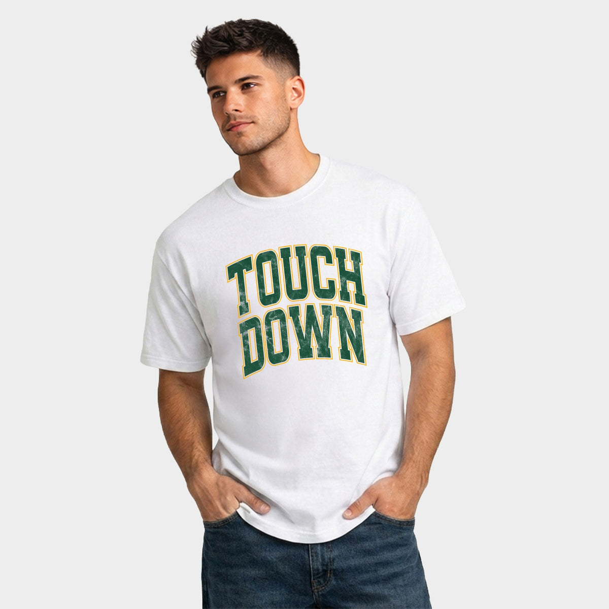 Touchdown Stacked Green - Men's Garment Dyed Graphic T-Shirt