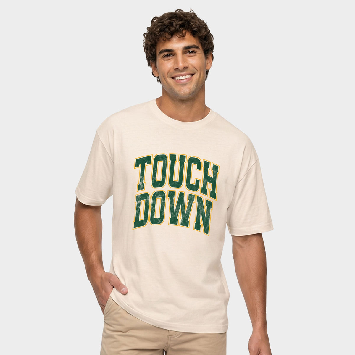 Touchdown Stacked Green - Men's Garment Dyed Graphic T-Shirt