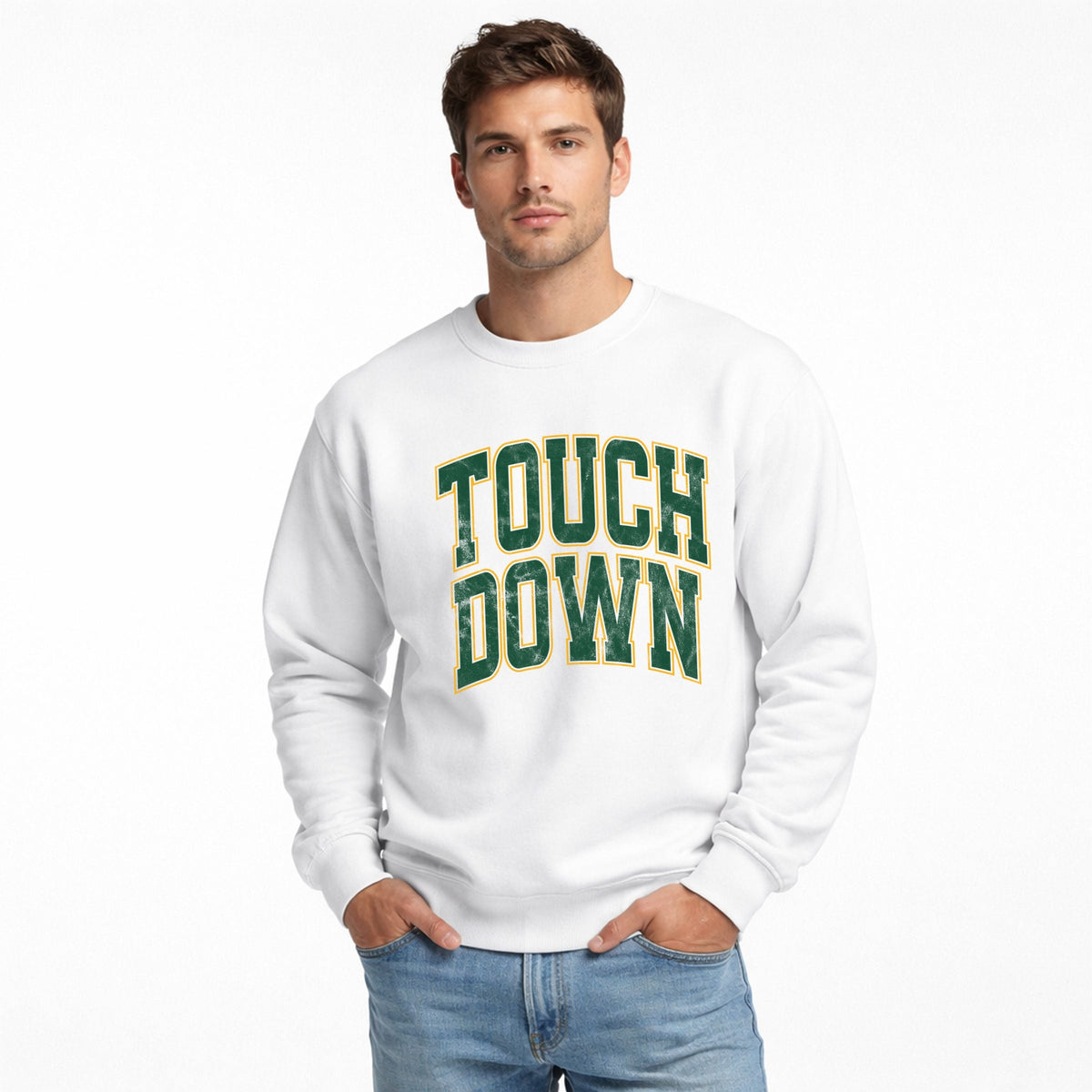 Touchdown Stacked Green - Men's Graphic Sweatshirt
