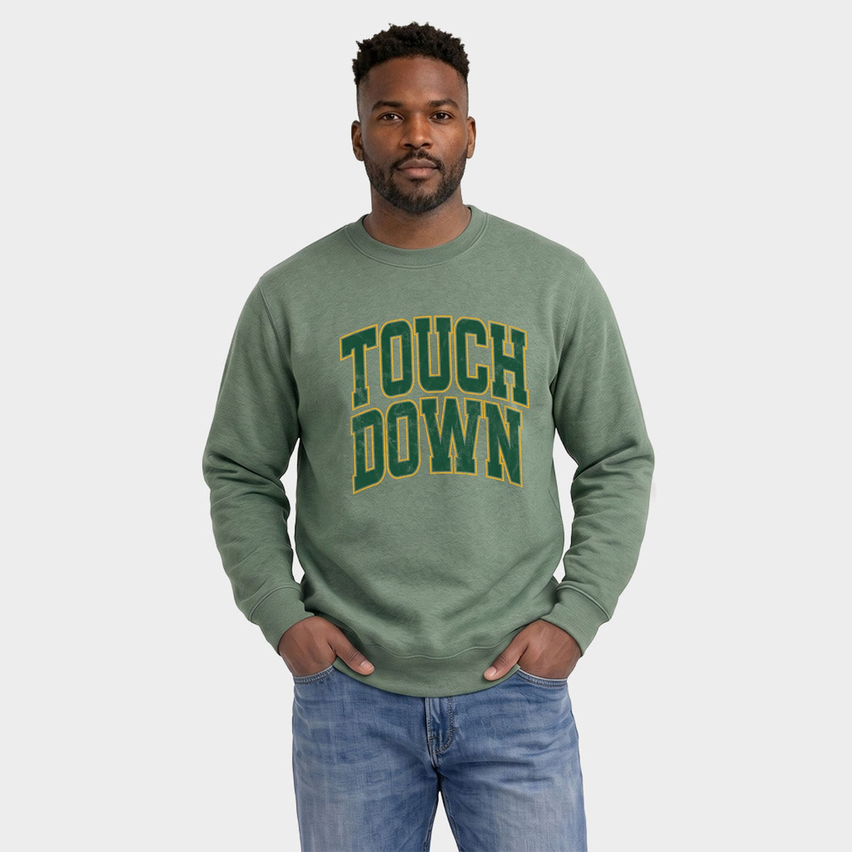 Touchdown Stacked Green - Men's Graphic Sweatshirt