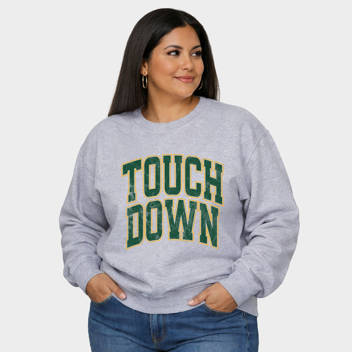Touchdown Stacked Green - Women's Plus Sweatshirt