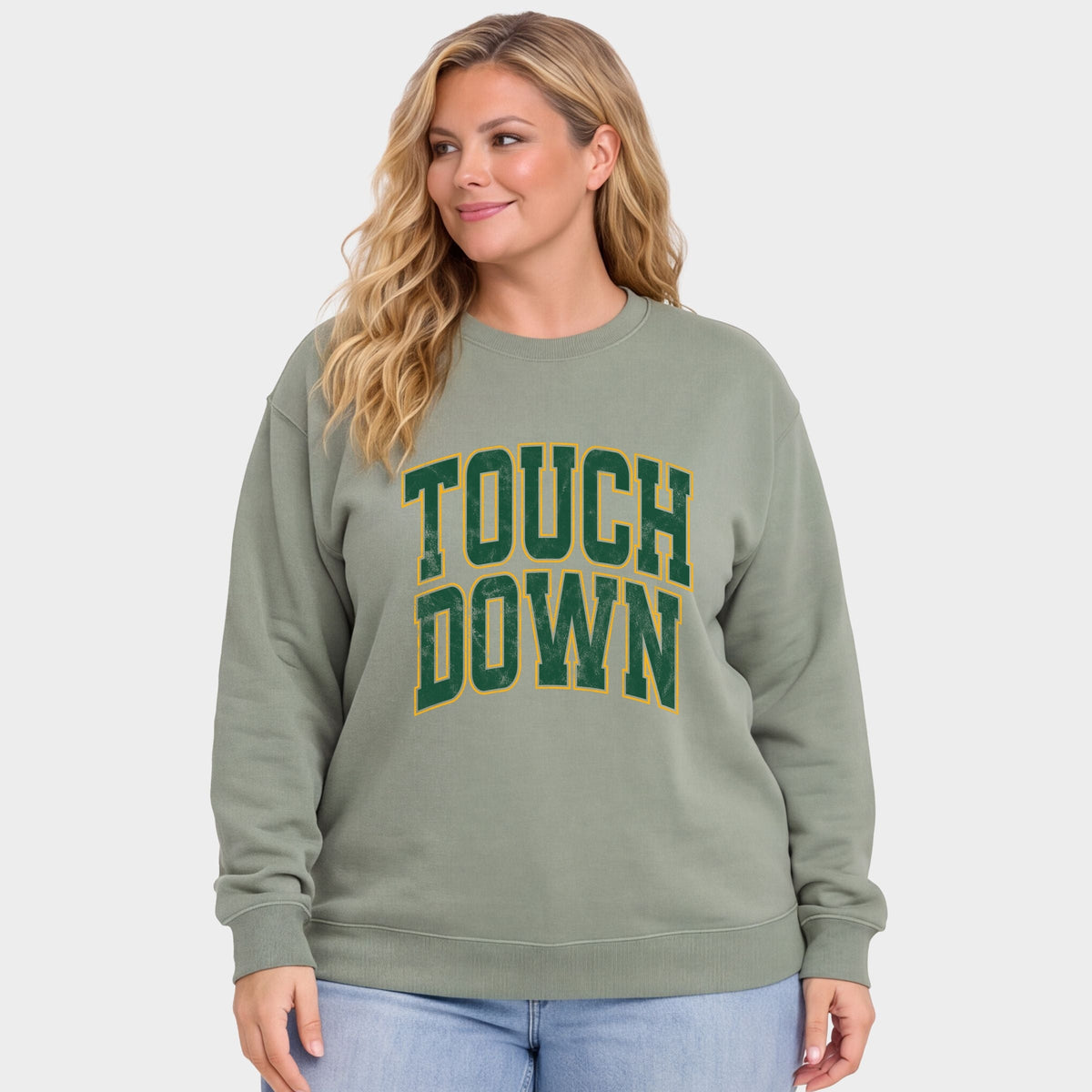 Touchdown Stacked Green - Women's Plus Sweatshirt