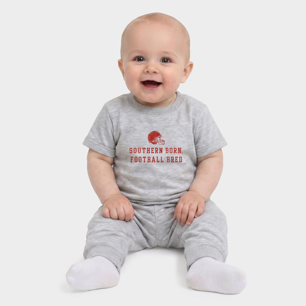 Southern Born Football Bred Helmet - Infant Jogger Pant Crew Set