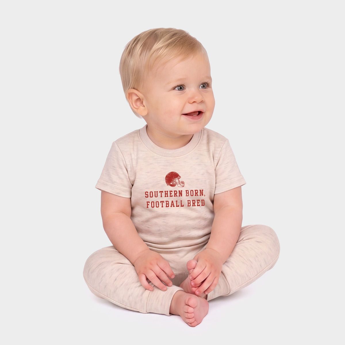 Southern Born Football Bred Helmet - Infant Jogger Pant Crew Set