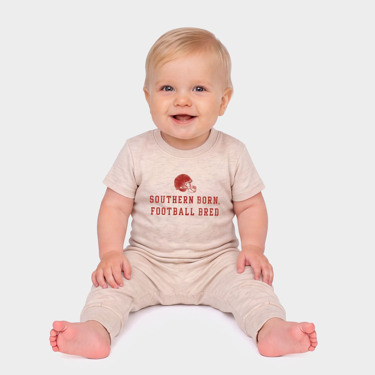 Southern Born Football Bred Helmet - Infant Jogger Pant Crew Set