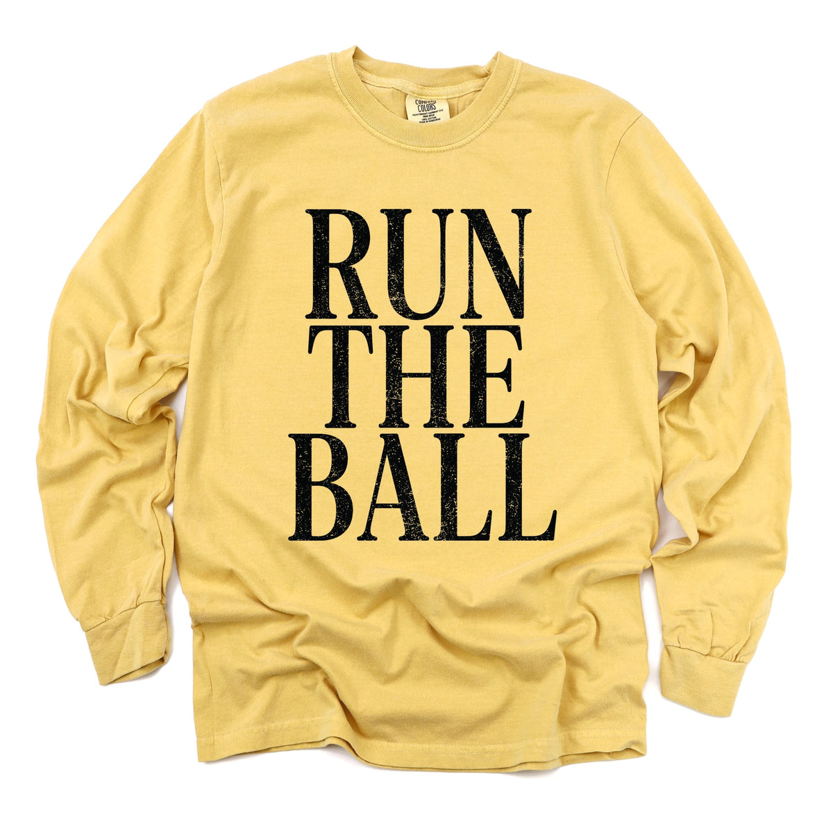 Run The Ball Tall - Women's Garment Dyed Long Sleeve Graphic T-Shirt