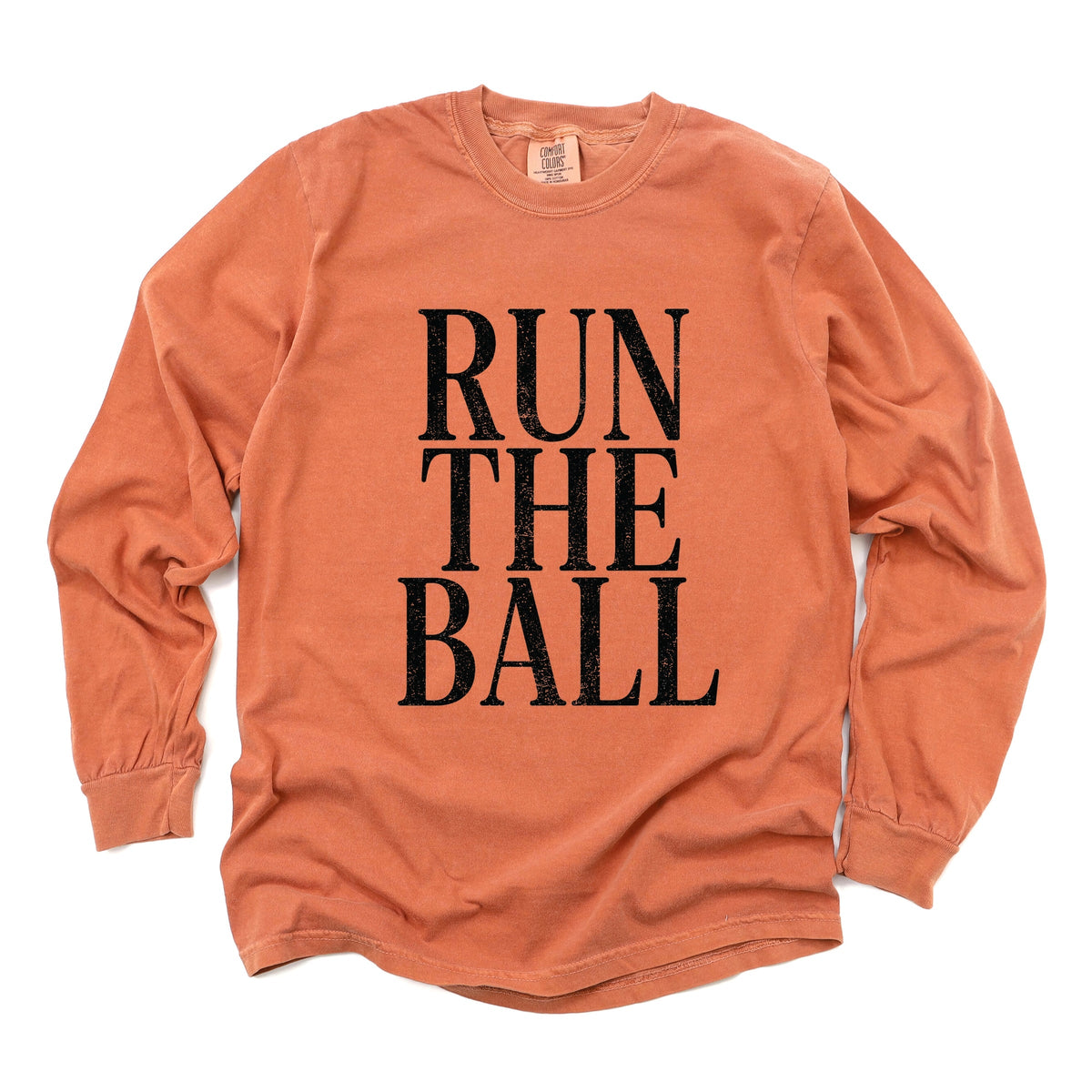 Run The Ball Tall - Women's Garment Dyed Long Sleeve Graphic T-Shirt