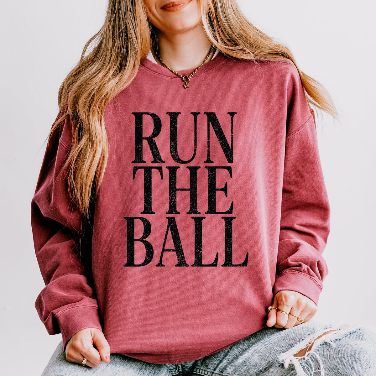 Run The Ball Tall - Women's Lightweight Garment Dyed Sweatshirt