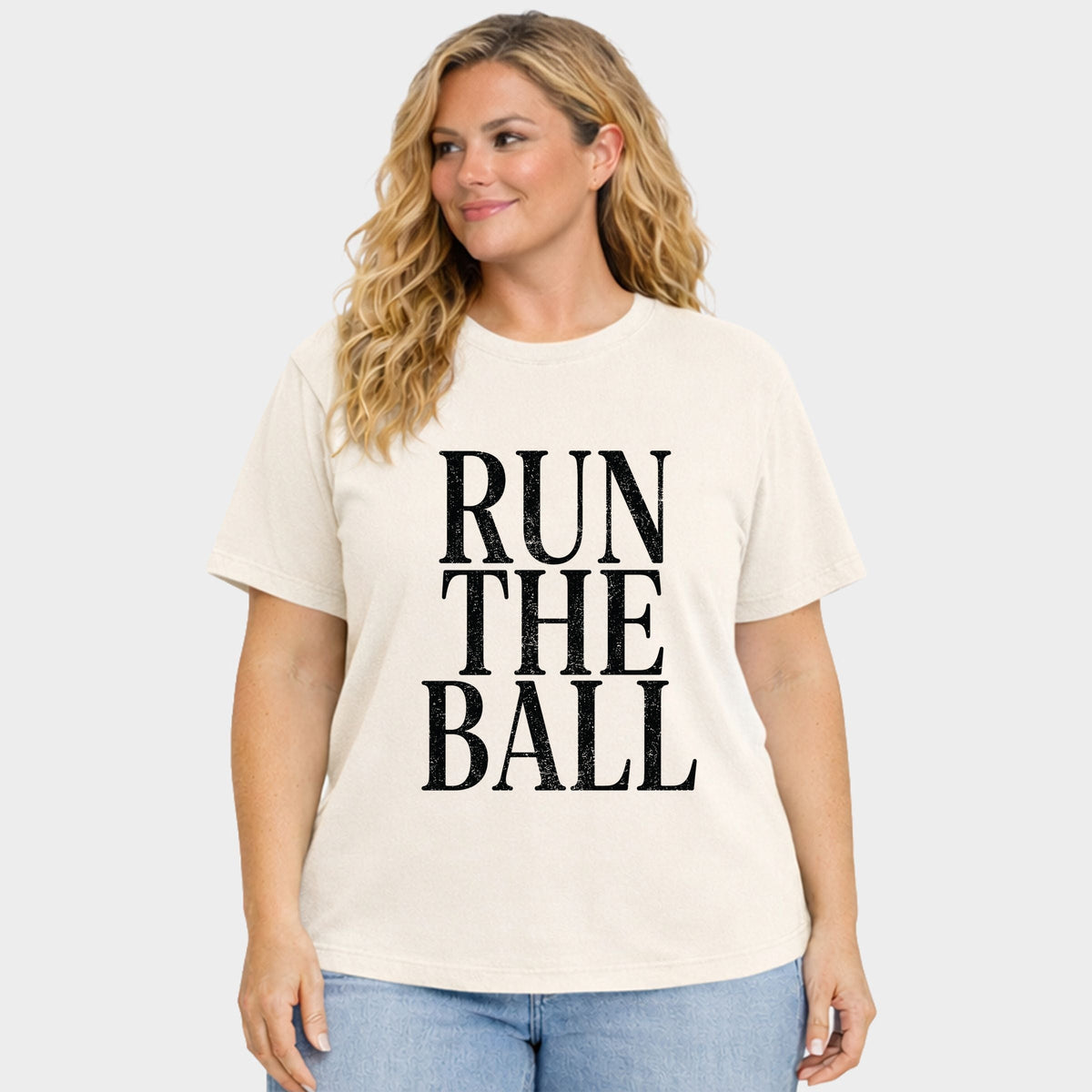 Run The Ball Tall - Women's Plus Garment Dyed Tee