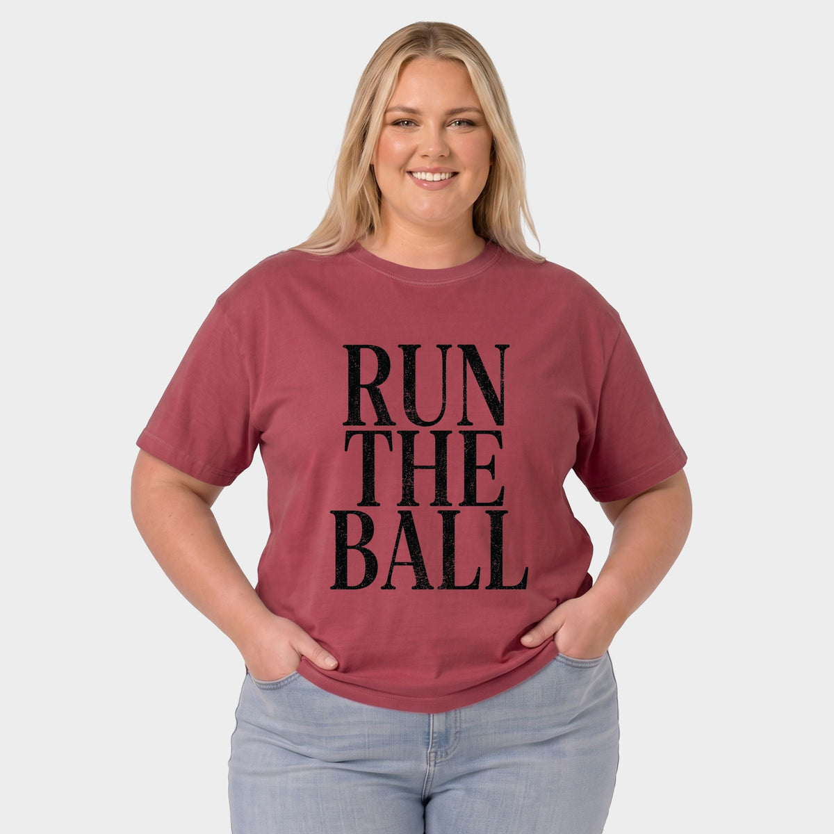 Run The Ball Tall - Women's Plus Garment Dyed Tee