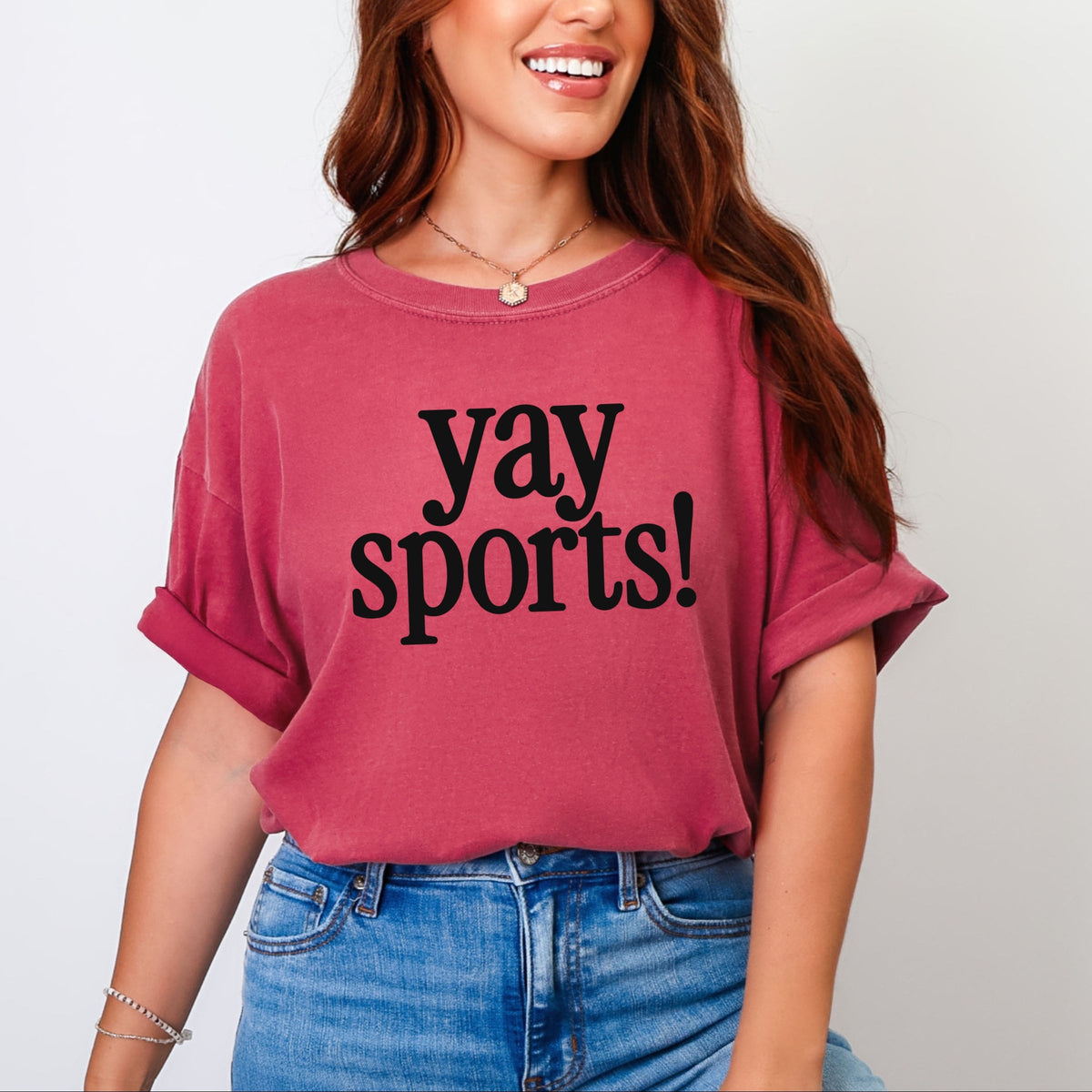 Yay Sports! - Women's Garment Dyed Graphic T-Shirt