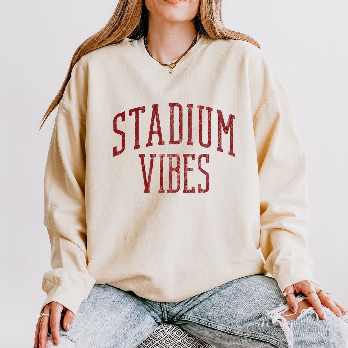 Stadium Vibes Varsity - Women's Lightweight Garment Dyed Sweatshirt