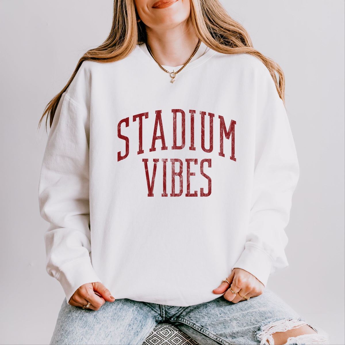 Stadium Vibes Varsity - Women's Lightweight Garment Dyed Sweatshirt