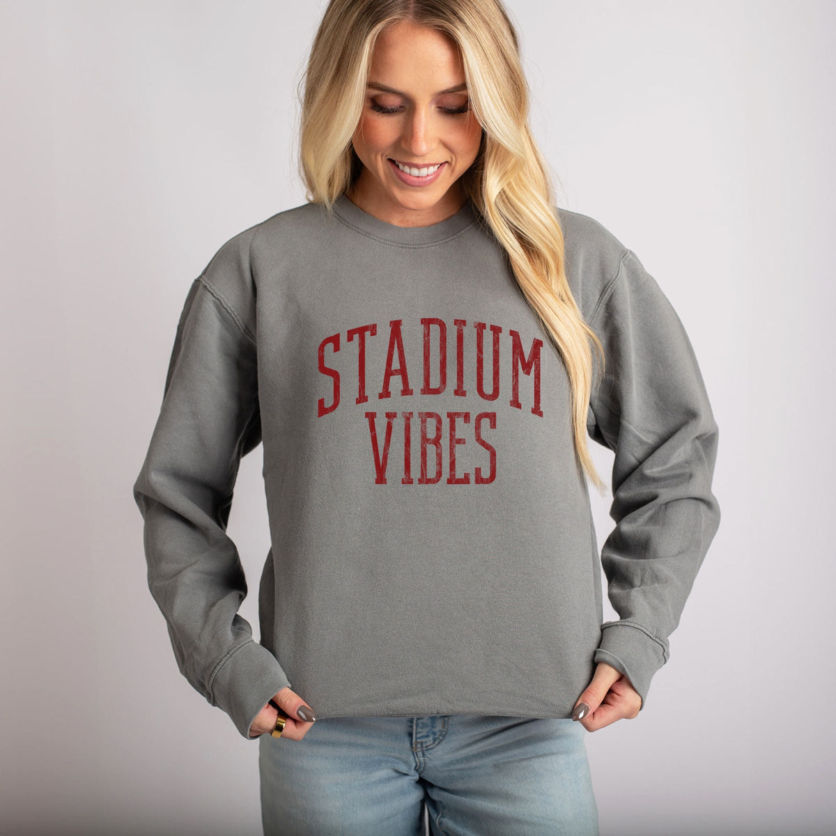 Stadium Vibes Varsity - Women's Lightweight Garment Dyed Sweatshirt