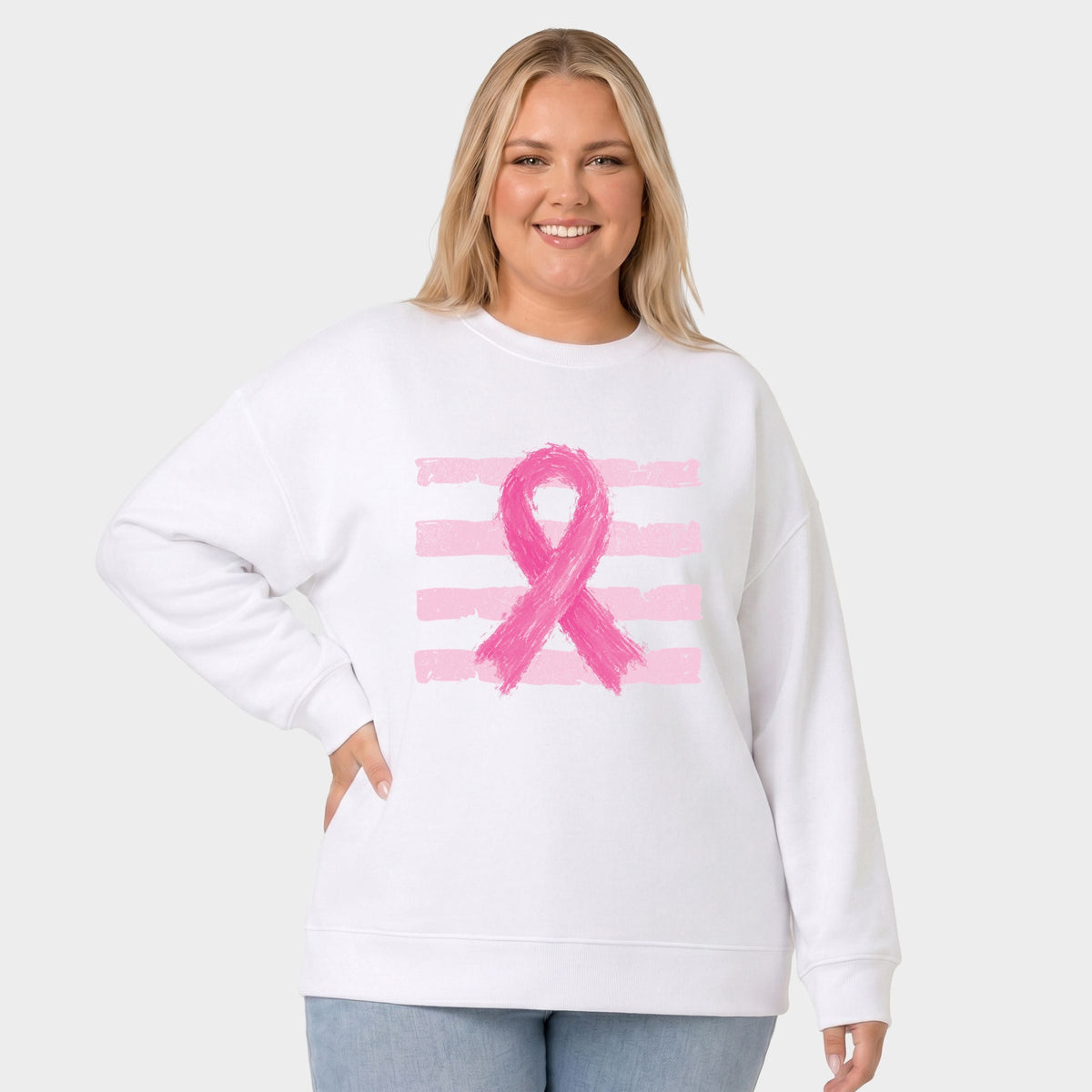 Breast Cancer Ribbon -  Women's Plus Sized Graphic Sweatshirt
