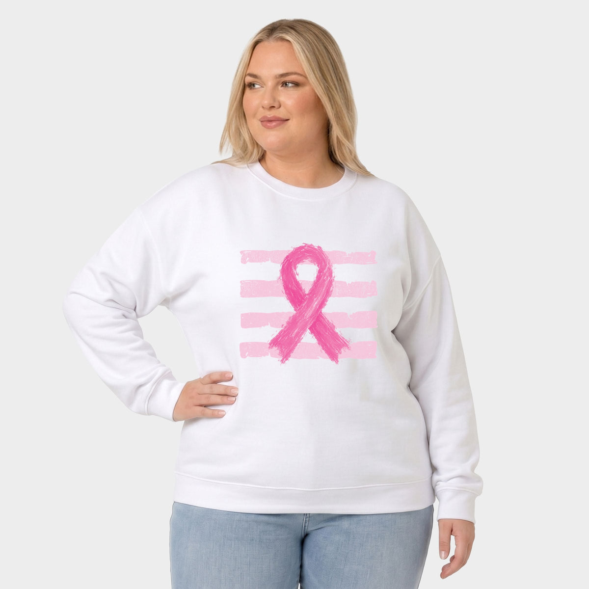 Breast Cancer Ribbon -  Women's Plus Sized Graphic Sweatshirt