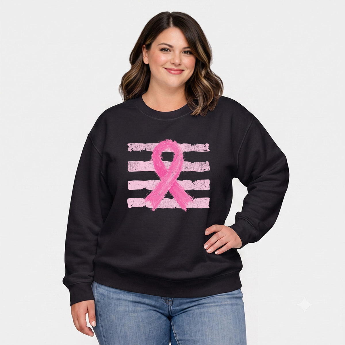 Breast Cancer Ribbon -  Women's Plus Sized Graphic Sweatshirt