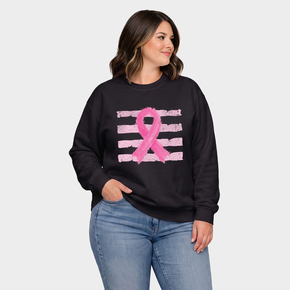 Breast Cancer Ribbon -  Women's Plus Sized Graphic Sweatshirt