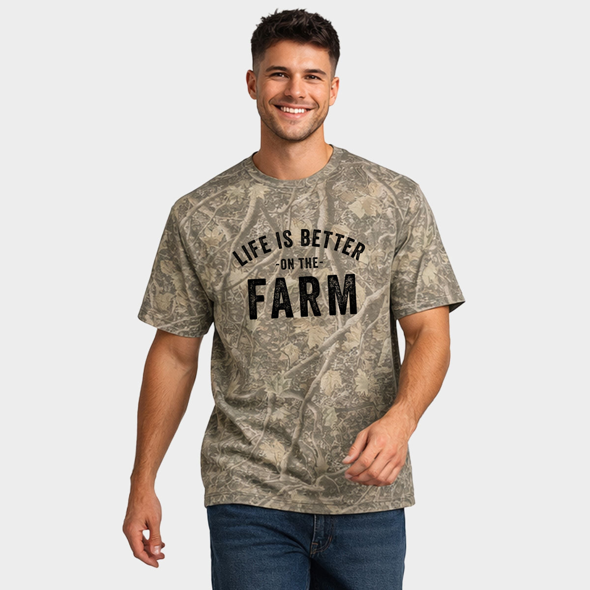 Life Is Better On The Farm - Men's Heavyweight Camo Tee