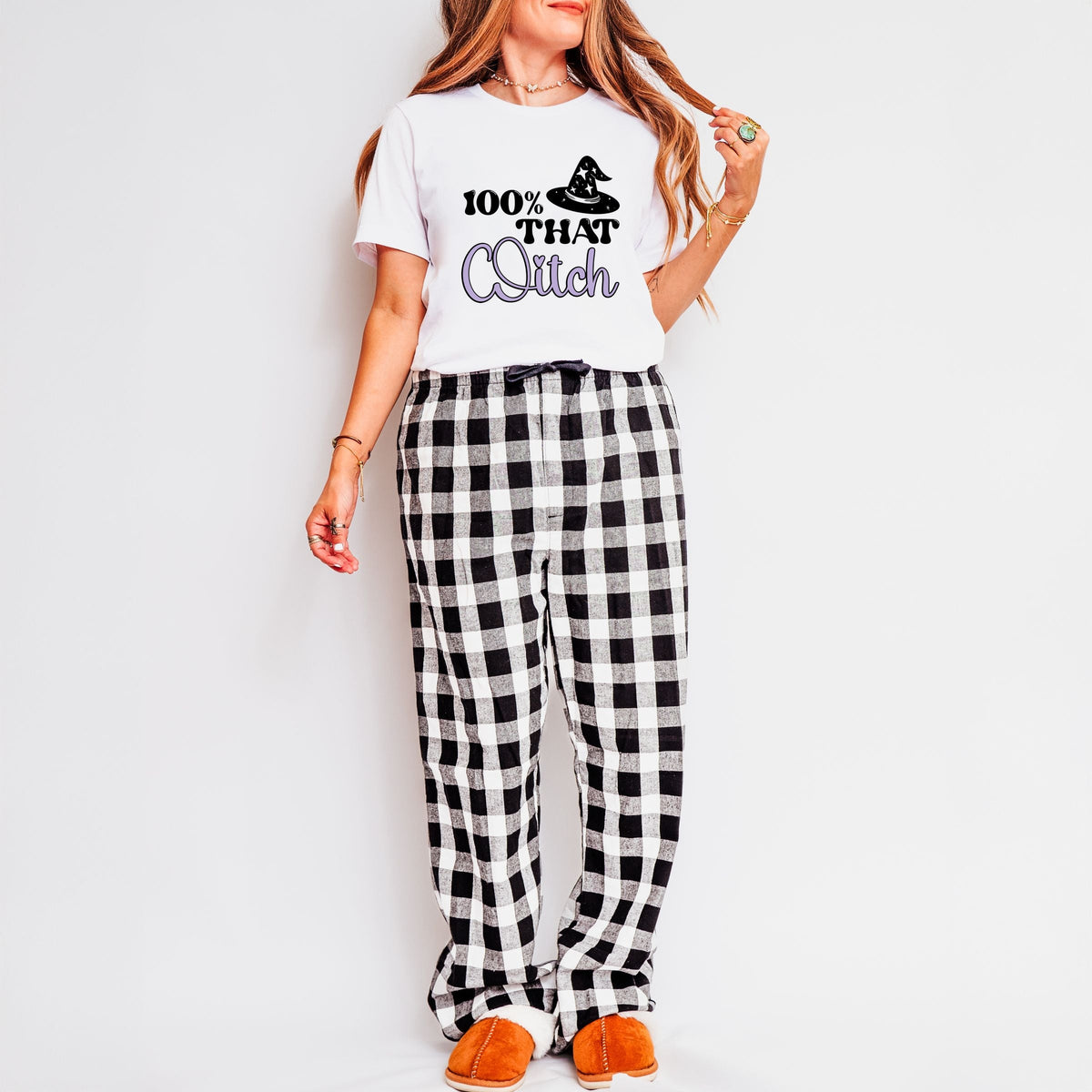 100% That Witch Hat - Women's Plaid Pants and Tee Set