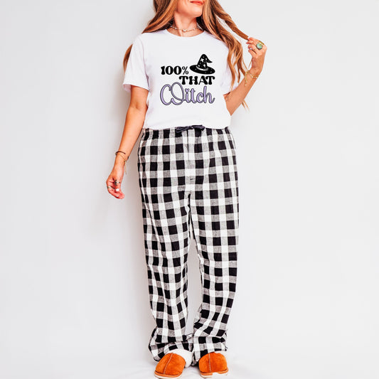 100% That Witch Hat - Women's Plaid Pants and Tee Set