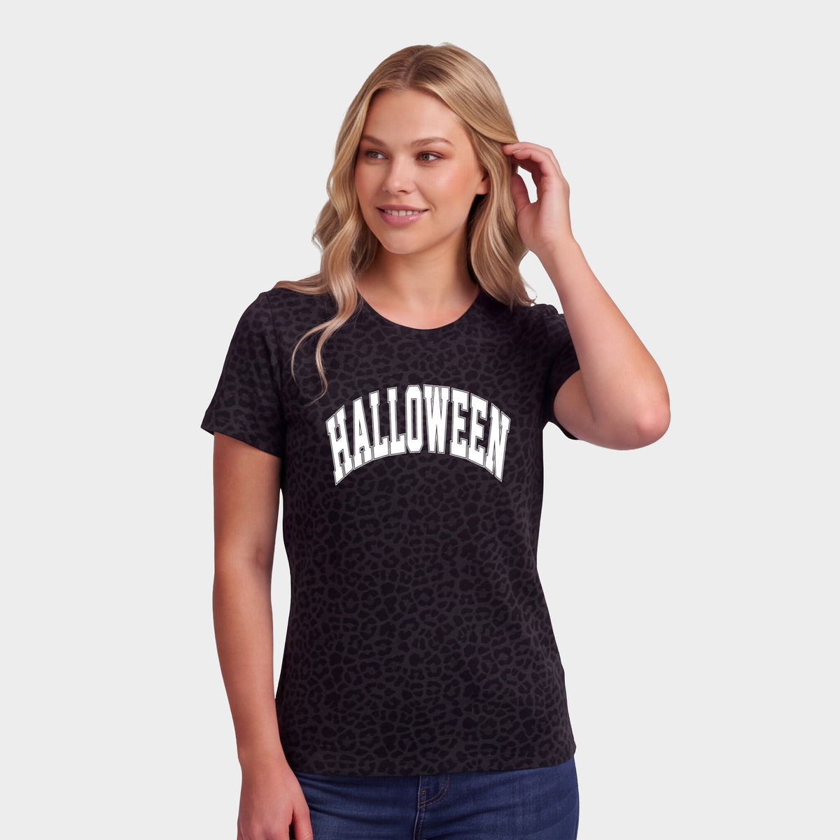Varsity Halloween - Women's Leopard Print Tee