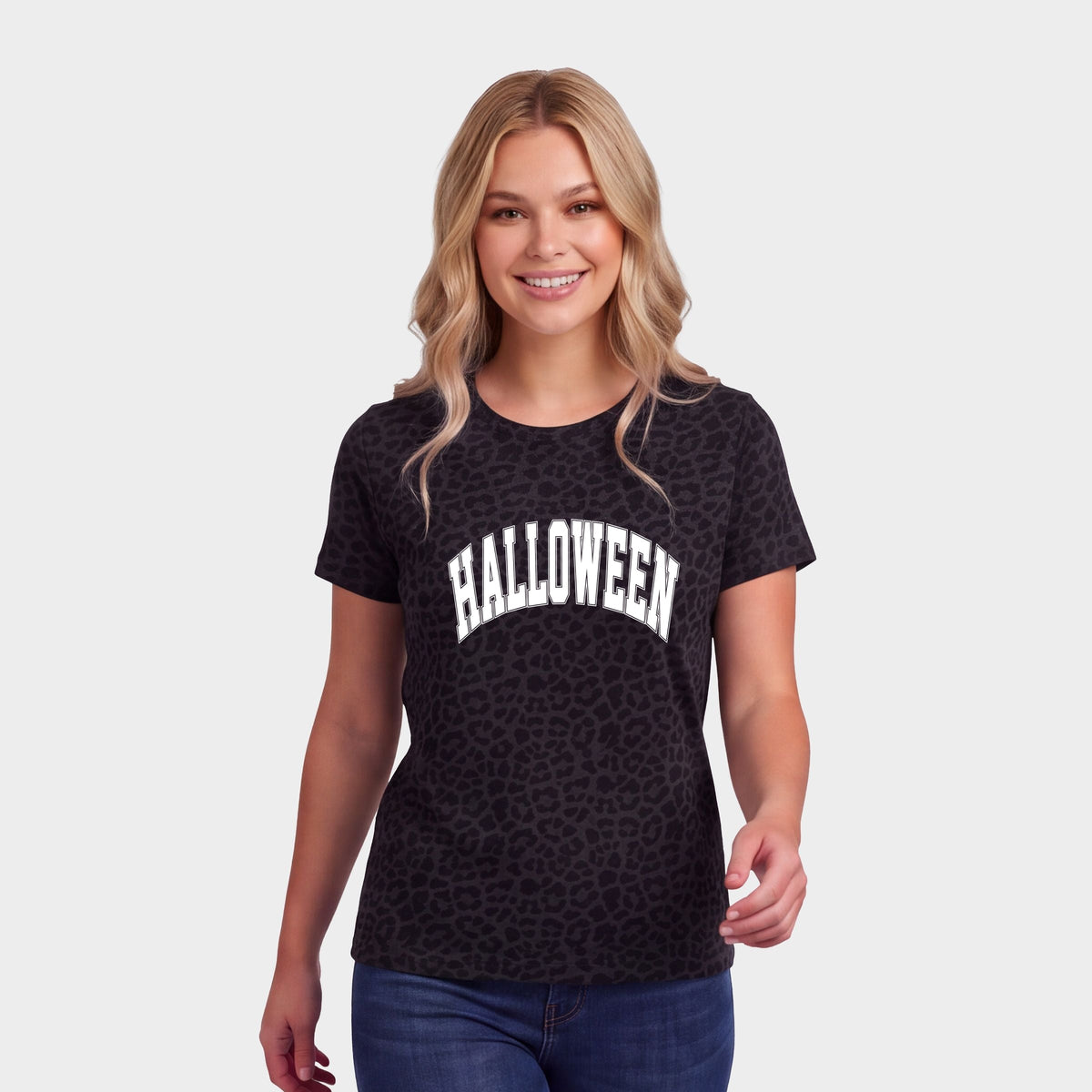 Varsity Halloween - Women's Leopard Print Tee
