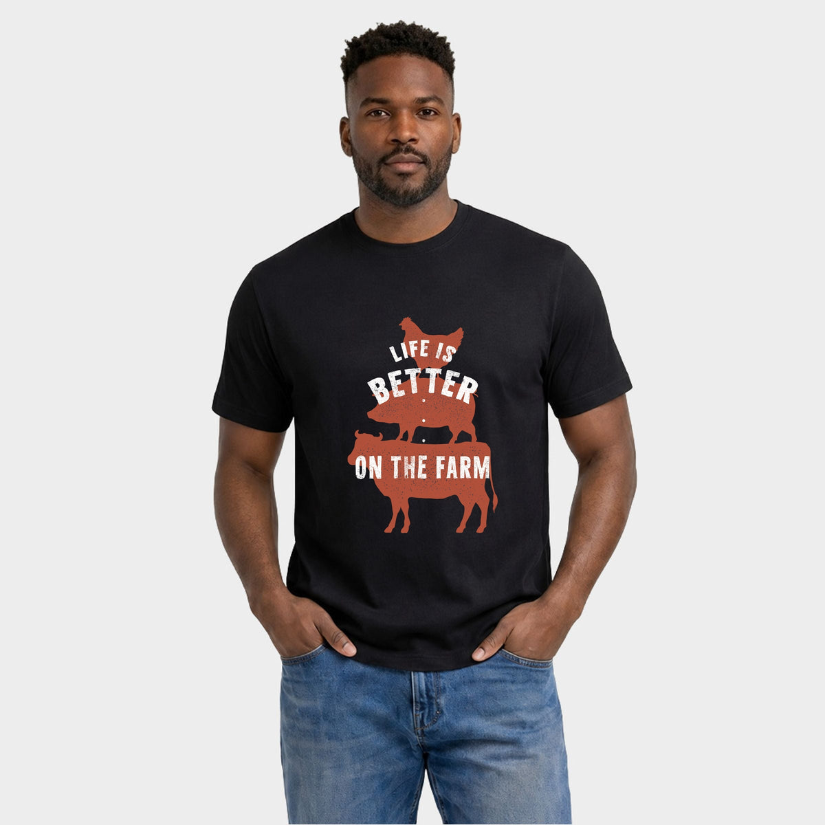 Life Is Better On The Farm Colorful - Men's Garment Dyed Graphic T-Shirt