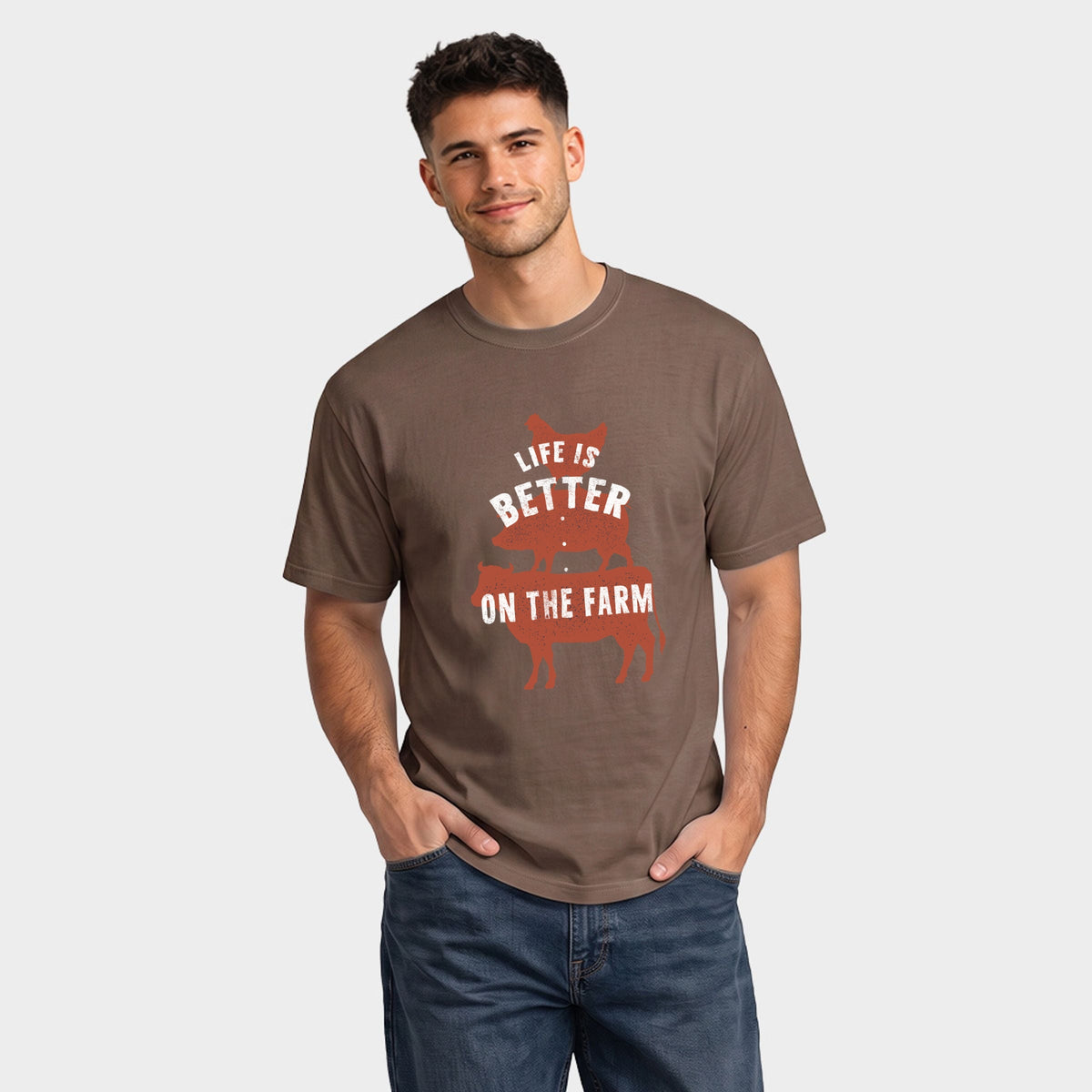 Life Is Better On The Farm Colorful - Men's Garment Dyed Graphic T-Shirt