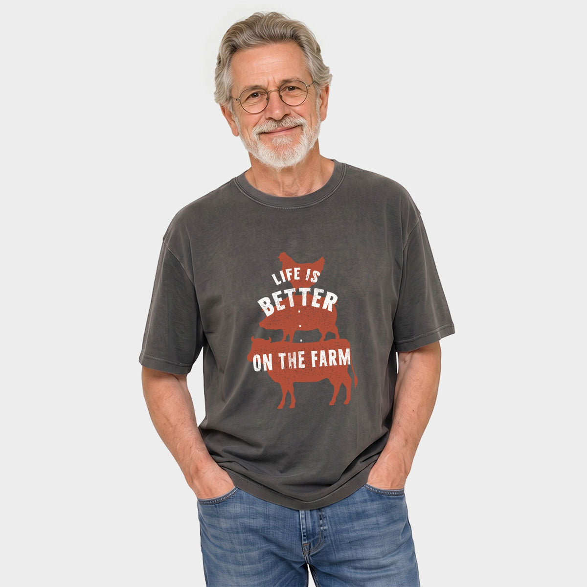 Life Is Better On The Farm Colorful - Men's Garment Dyed Graphic T-Shirt