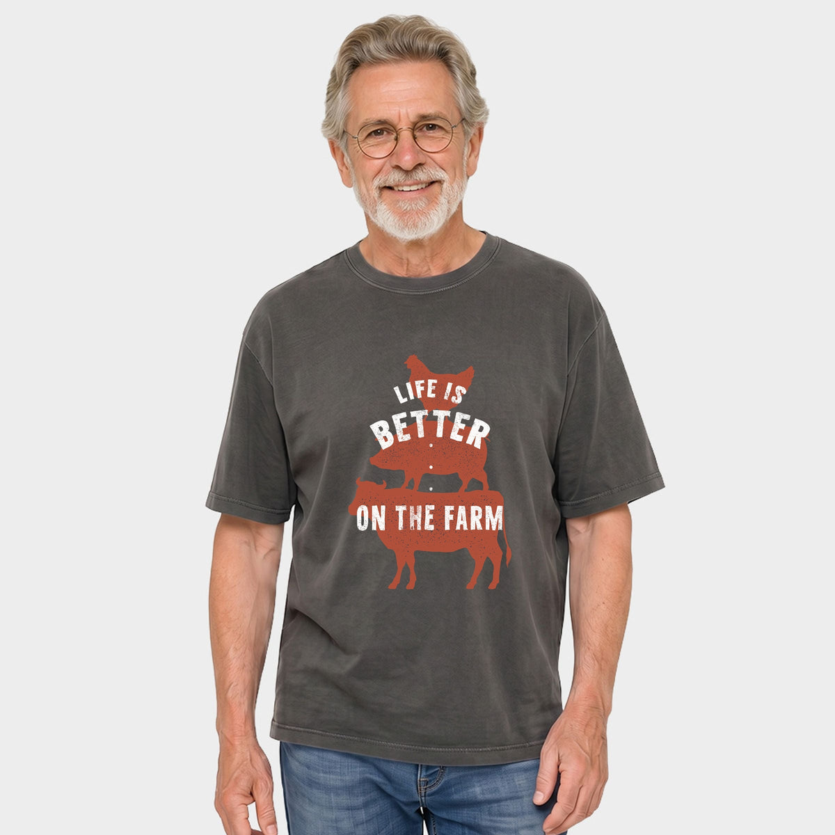 Life Is Better On The Farm Colorful - Men's Garment Dyed Graphic T-Shirt