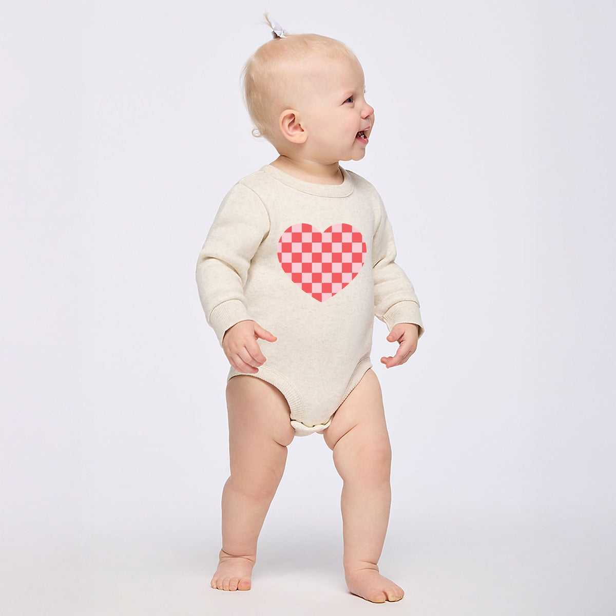 Valentines Checkered Heart - Infant Fleece BodySuit