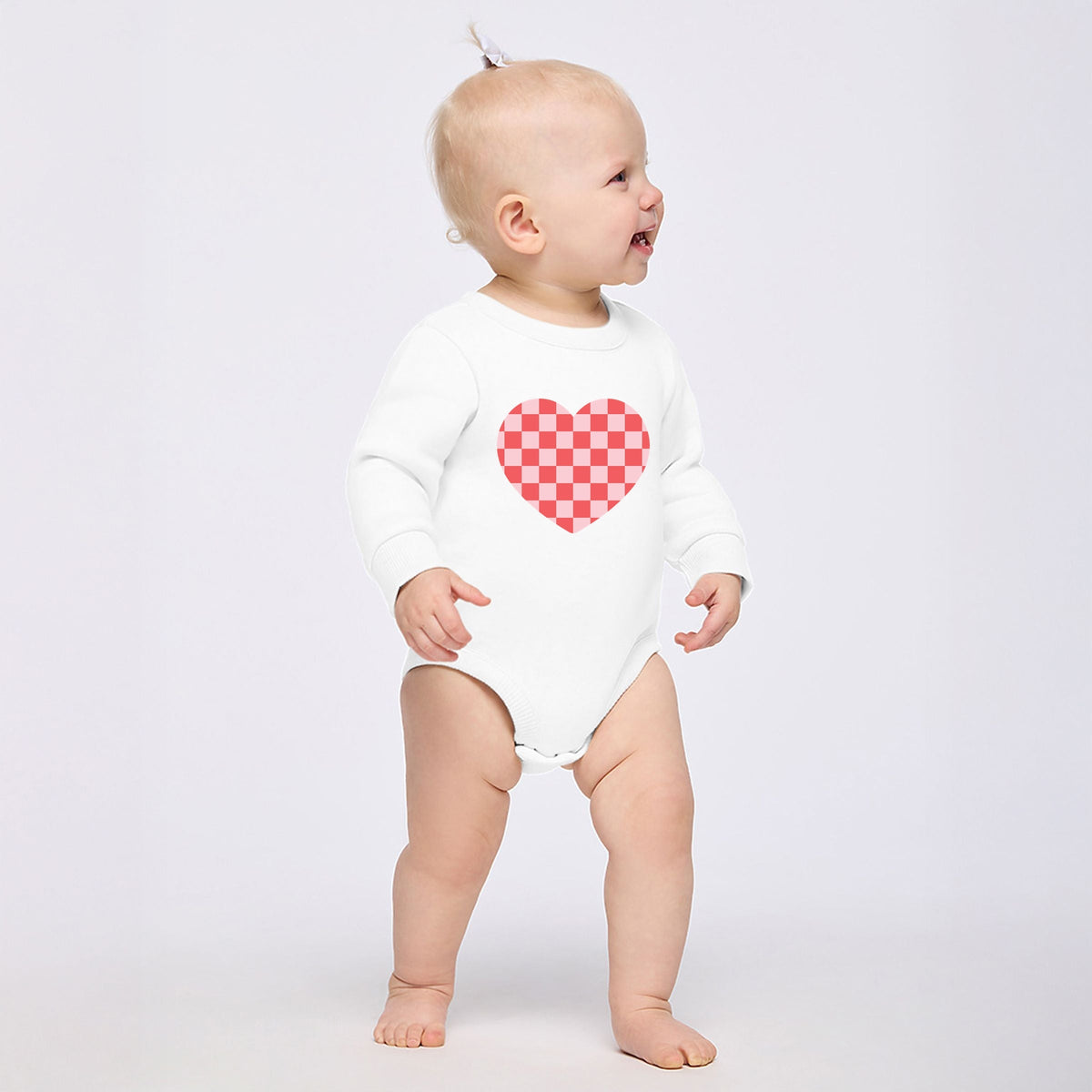 Valentines Checkered Heart - Infant Fleece BodySuit