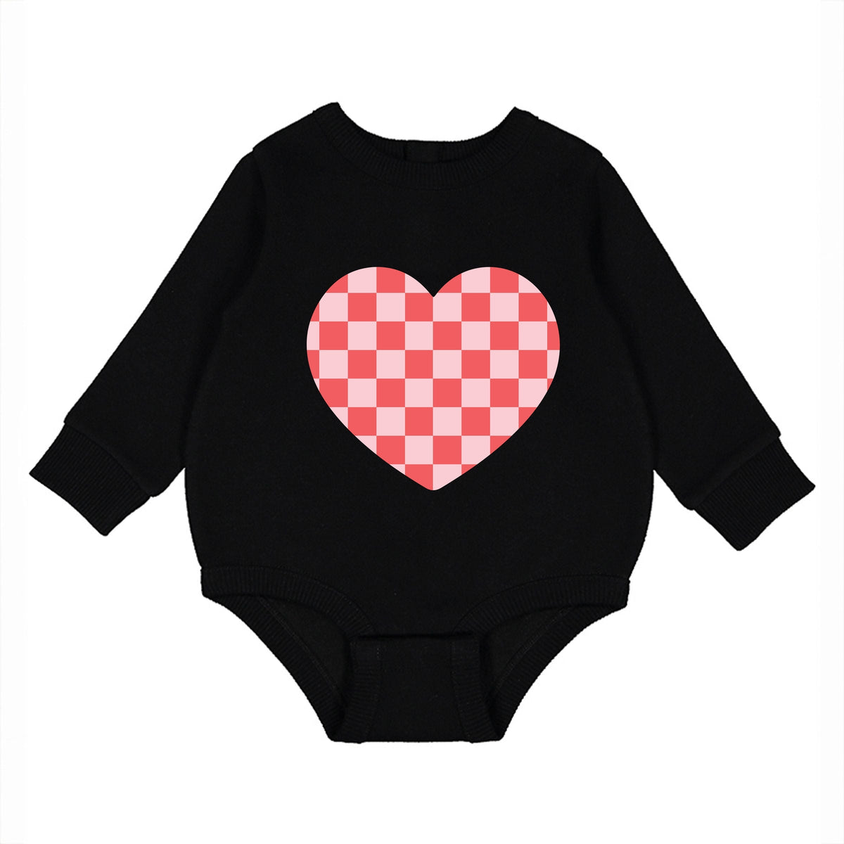Valentines Checkered Heart - Infant Fleece BodySuit