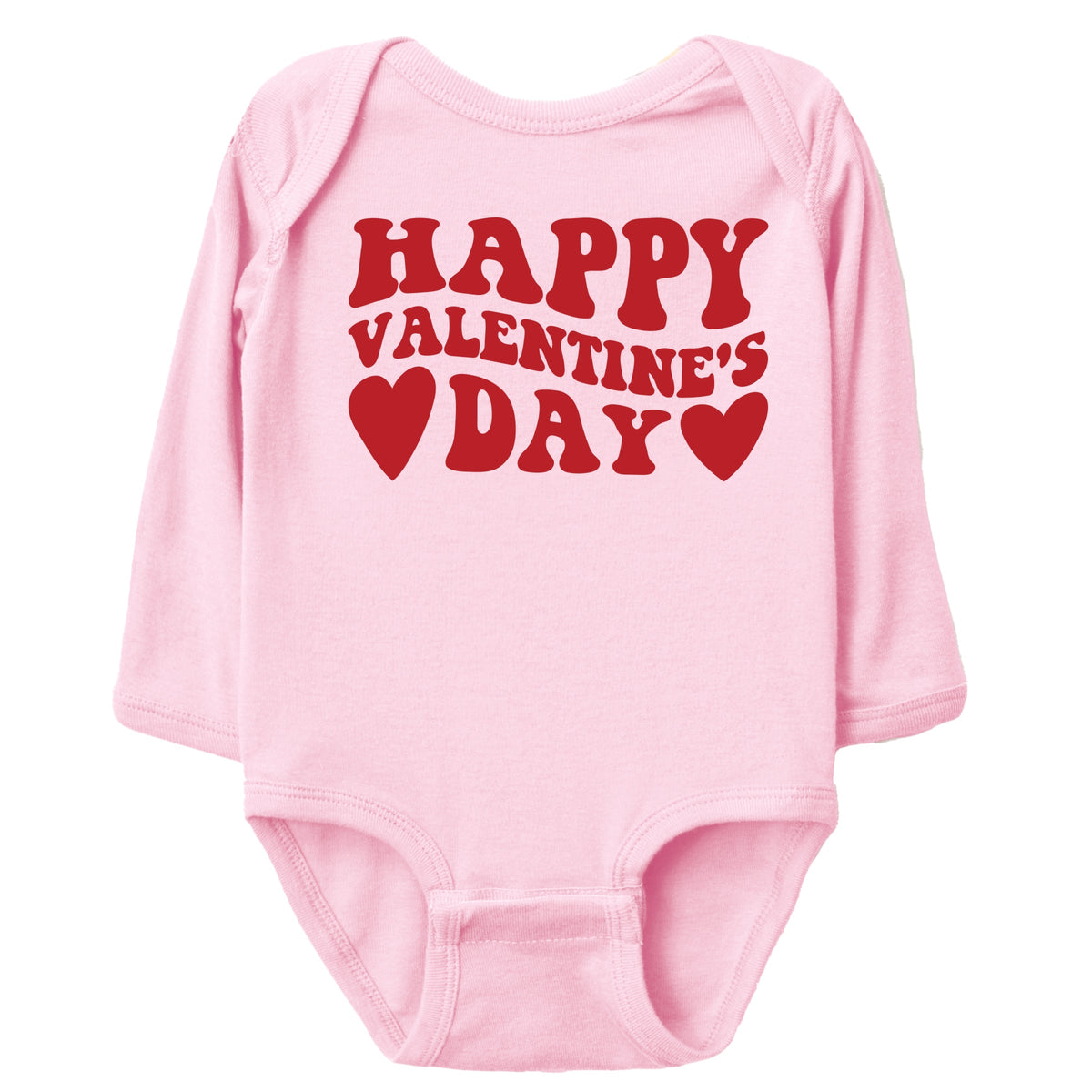 Happy Valentines Day Hearts - Baby Long Sleeve Bodysuit
