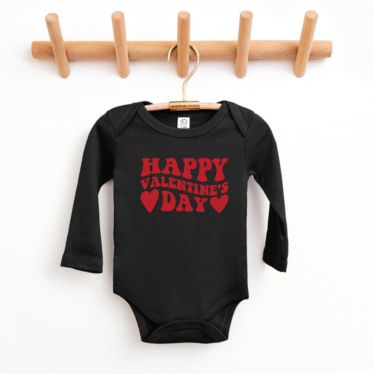 Happy Valentines Day Hearts - Baby Long Sleeve Bodysuit