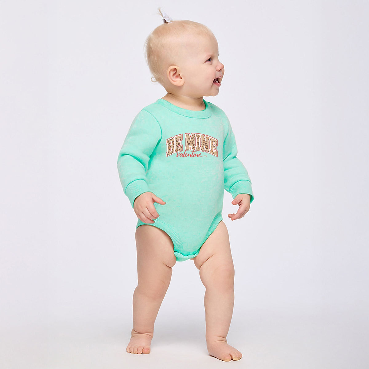Be Mine Valentine Varsity Leopard - Infant Fleece BodySuit