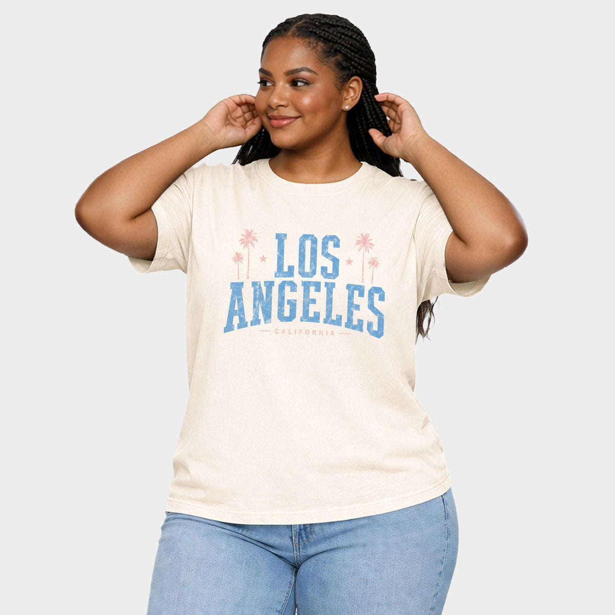 Los Angeles California - Women's Plus Sized Garment Dyed Graphic T-Shirt