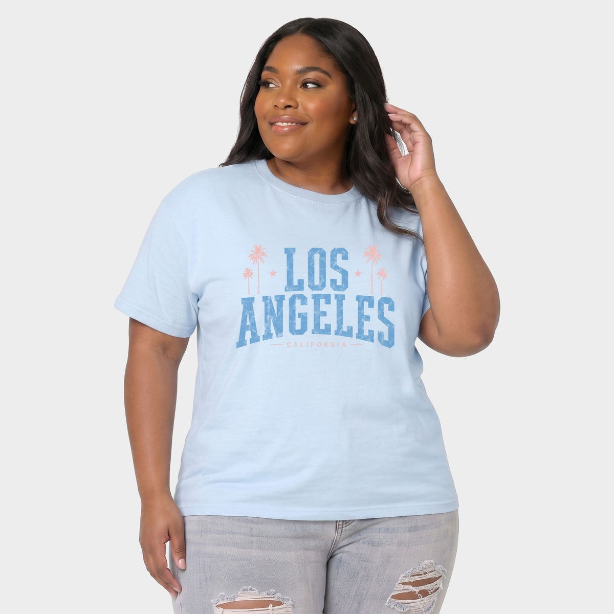 Los Angeles California - Women's Plus Sized Garment Dyed Graphic T-Shirt