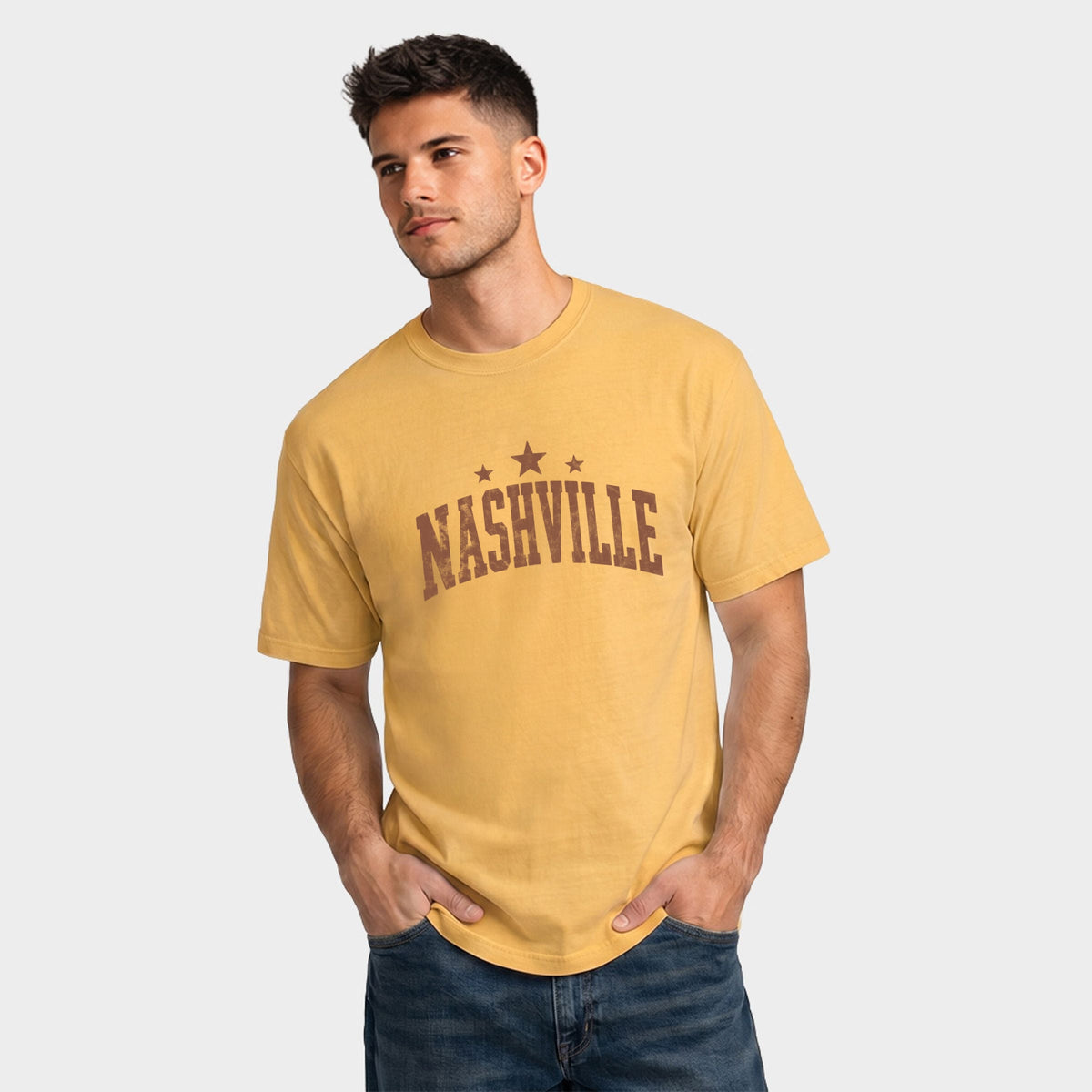 Nashville Varsity Stars - Men's Garment Dyed Graphic T-Shirt