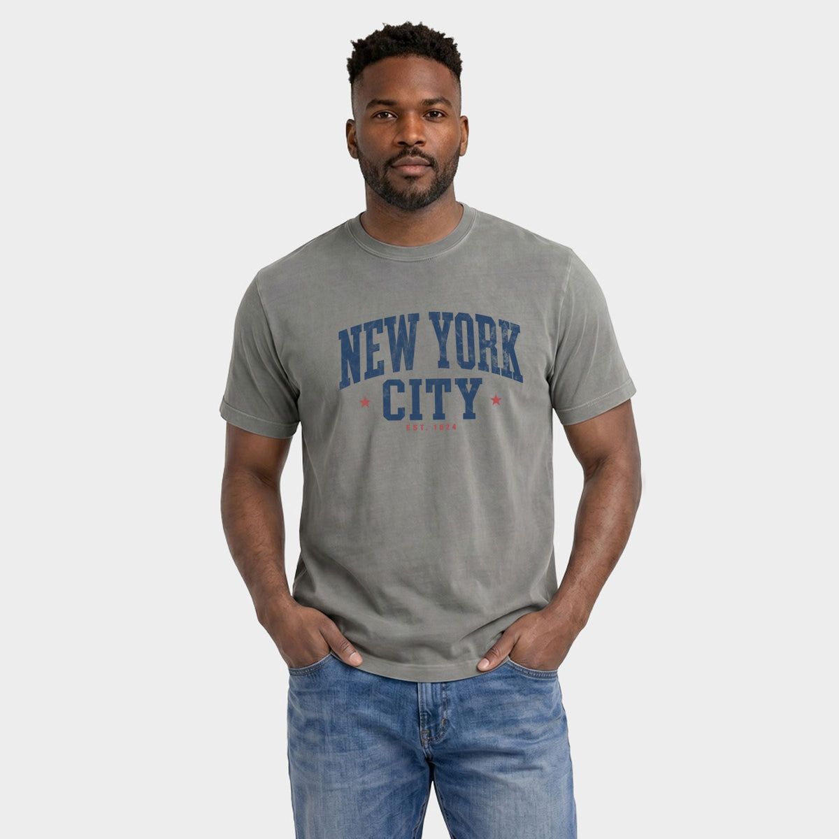 New York City Varsity Stars - Men's Garment Dyed Graphic T-Shirt