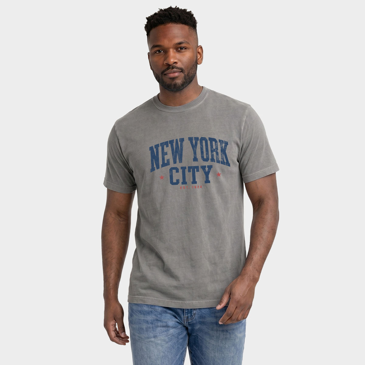 New York City Varsity Stars - Men's Garment Dyed Graphic T-Shirt
