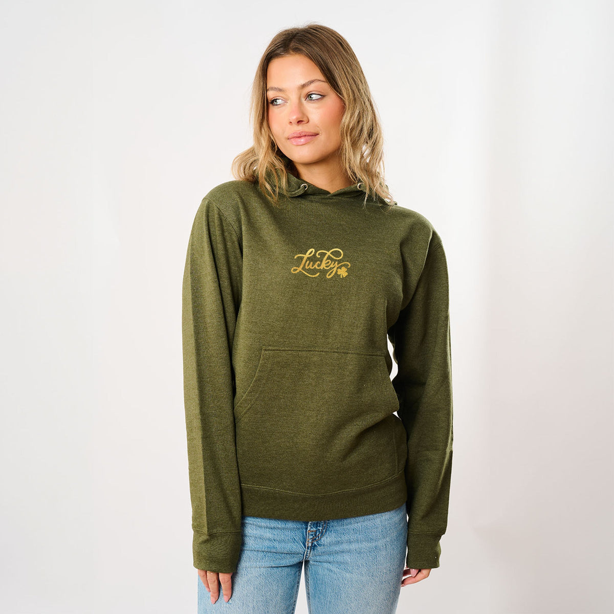 Cursive Lucky Clover Glitter - Women's Graphic Hoodie