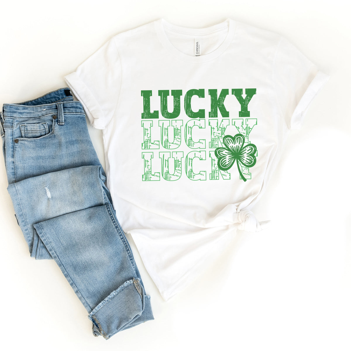 Bold Green Lucky Stacked - Women's Short Sleeve Graphic T-Shirt