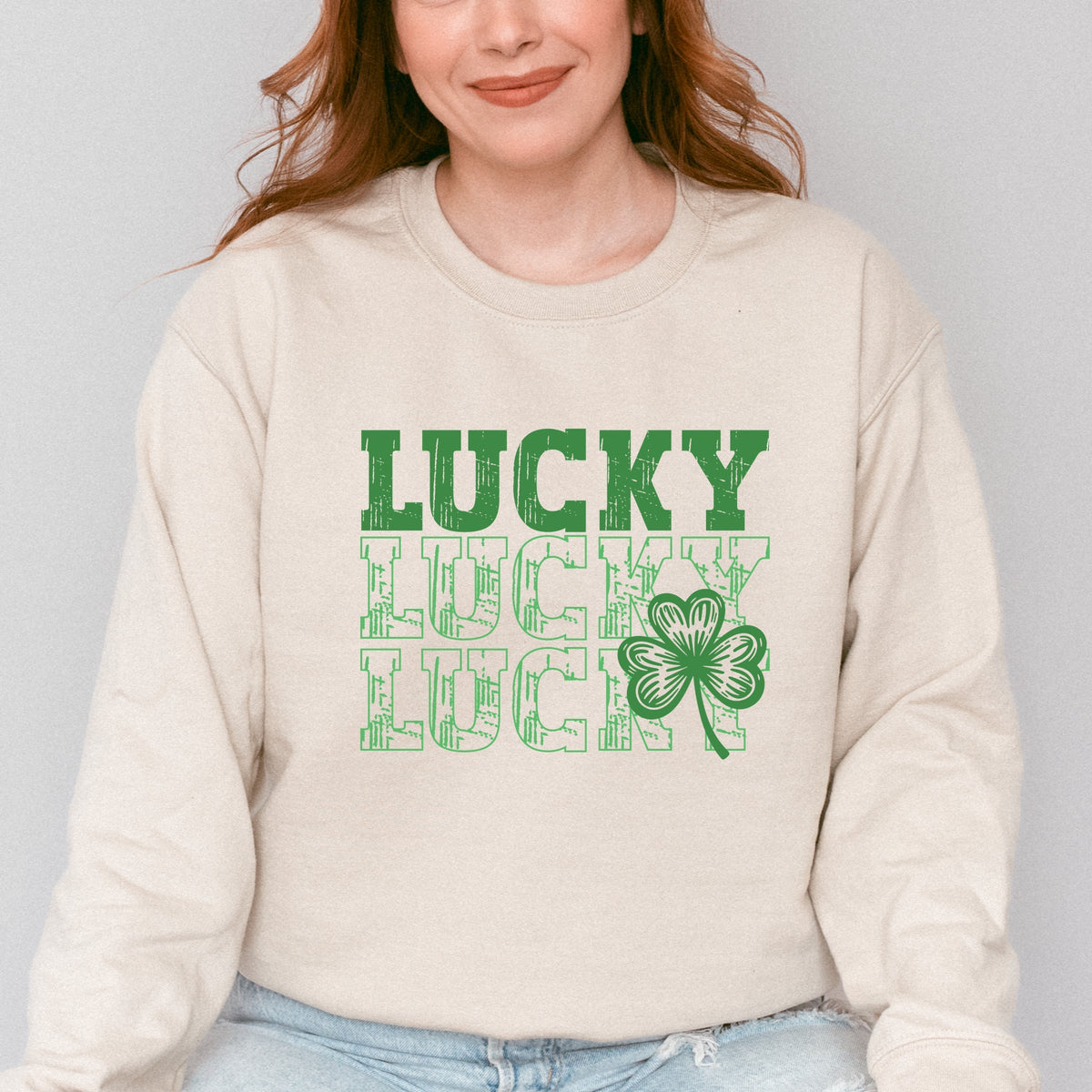 Bold Green Lucky Stacked - Women's Graphic Sweatshirt