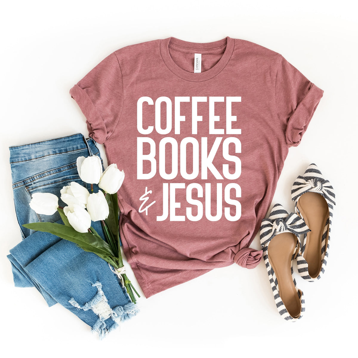 Coffee Books Jesus - Women's Short Sleeve Graphic T-Shirt
