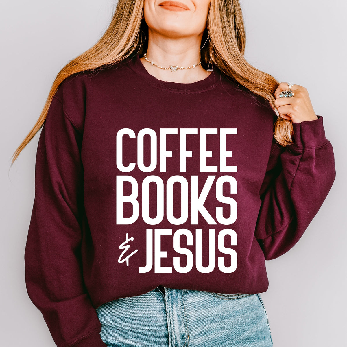 Coffee Books Jesus - Women's Graphic Sweatshirt