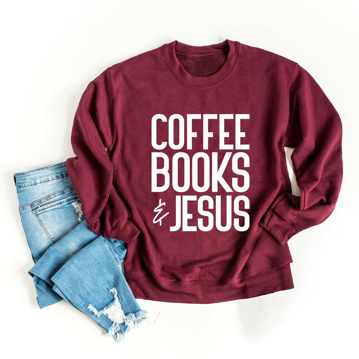 Coffee Books Jesus - Women's Graphic Sweatshirt