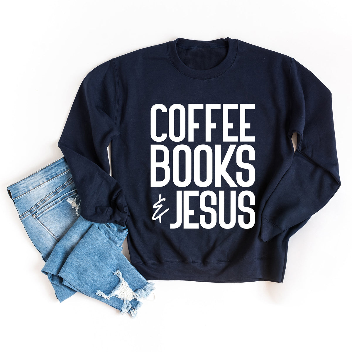 Coffee Books Jesus - Women's Graphic Sweatshirt